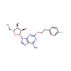Nc1nc(OCCc2ccc(F)cc2)nc2c1ncn2[C@@H]1O[C@H](CO)[C@@H](O)[C@H]1O ZINC000013815134