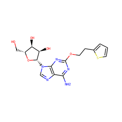 Nc1nc(OCCc2cccs2)nc2c1ncn2[C@@H]1O[C@H](CO)[C@@H](O)[C@H]1O ZINC000013815169