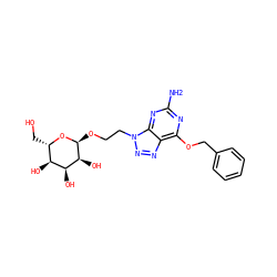 Nc1nc(OCc2ccccc2)c2nnn(CCO[C@@H]3O[C@@H](CO)[C@H](O)[C@H](O)[C@@H]3O)c2n1 ZINC000027332500