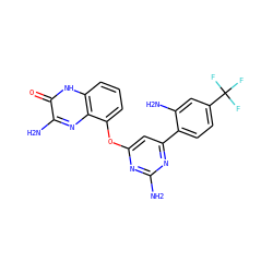 Nc1nc(Oc2cccc3[nH]c(=O)c(N)nc23)cc(-c2ccc(C(F)(F)F)cc2N)n1 ZINC000040894811