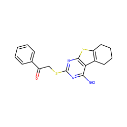 Nc1nc(SCC(=O)c2ccccc2)nc2sc3c(c12)CCCC3 ZINC000004734404