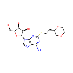 Nc1nc(SCC[C@@H]2COCCO2)nc2c1ncn2[C@@H]1O[C@H](CO)[C@@H](O)[C@H]1O ZINC000045291355