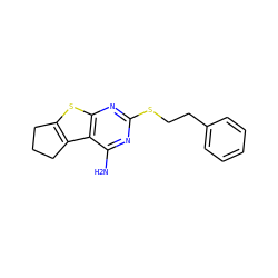 Nc1nc(SCCc2ccccc2)nc2sc3c(c12)CCC3 ZINC000000085709