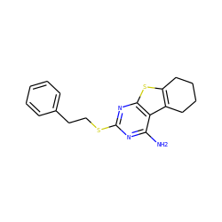 Nc1nc(SCCc2ccccc2)nc2sc3c(c12)CCCC3 ZINC000002937017