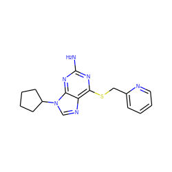 Nc1nc(SCc2ccccn2)c2ncn(C3CCCC3)c2n1 ZINC000037868622