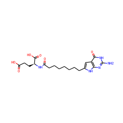 Nc1nc2[nH]c(CCCCCCCC(=O)N[C@@H](CCC(=O)O)C(=O)O)cc2c(=O)[nH]1 ZINC000103278184