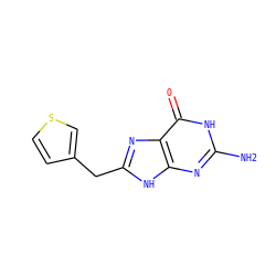 Nc1nc2[nH]c(Cc3ccsc3)nc2c(=O)[nH]1 ZINC000027751733
