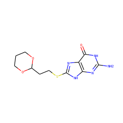Nc1nc2[nH]c(SCCC3OCCCO3)nc2c(=O)[nH]1 ZINC000653895007