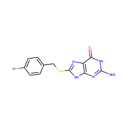 Nc1nc2[nH]c(SCc3ccc(Br)cc3)nc2c(=O)[nH]1 ZINC000653858598