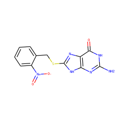 Nc1nc2[nH]c(SCc3ccccc3[N+](=O)[O-])nc2c(=O)[nH]1 ZINC000653861095