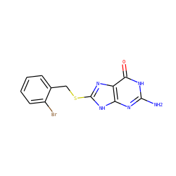 Nc1nc2[nH]c(SCc3ccccc3Br)nc2c(=O)[nH]1 ZINC000653866654