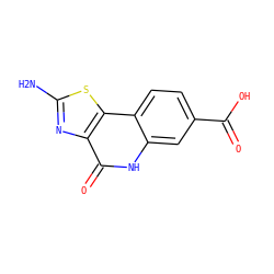 Nc1nc2c(=O)[nH]c3cc(C(=O)O)ccc3c2s1 ZINC000116209600