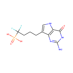 Nc1nc2c(CCCC(F)(F)P(=O)(O)O)c[nH]c2c(=O)[nH]1 ZINC000028823716