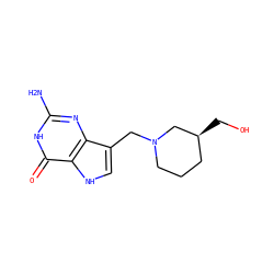 Nc1nc2c(CN3CCC[C@H](CO)C3)c[nH]c2c(=O)[nH]1 ZINC000096316660