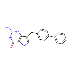 Nc1nc2c(Cc3ccc(-c4ccccc4)cc3)c[nH]c2c(=O)[nH]1 ZINC000013798533