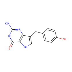Nc1nc2c(Cc3ccc(O)cc3)c[nH]c2c(=O)[nH]1 ZINC000013798448