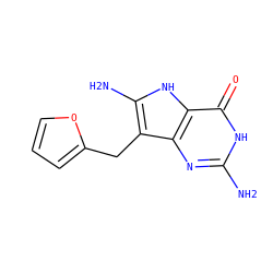 Nc1nc2c(Cc3ccco3)c(N)[nH]c2c(=O)[nH]1 ZINC000013454791