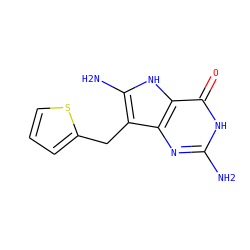Nc1nc2c(Cc3cccs3)c(N)[nH]c2c(=O)[nH]1 ZINC000013454785