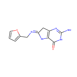 Nc1nc2c(c(=O)[nH]1)N/C(=N\Cc1ccco1)C2 ZINC000027756351