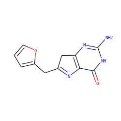 Nc1nc2c(c(=O)[nH]1)N=C(Cc1ccco1)C2 ZINC000027757938