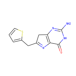 Nc1nc2c(c(=O)[nH]1)N=C(Cc1cccs1)C2 ZINC000027745982