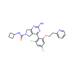 Nc1nc2c(c(-c3c(Cl)cc(Cl)cc3OCCc3ccccn3)n1)CN(C(=O)NC1CCC1)C2 ZINC000071297049