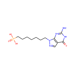 Nc1nc2c(cnn2CCCCCCCP(=O)(O)O)c(=O)[nH]1 ZINC000013604173