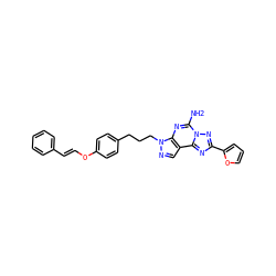 Nc1nc2c(cnn2CCCc2ccc(O/C=C/c3ccccc3)cc2)c2nc(-c3ccco3)nn12 ZINC000064548964