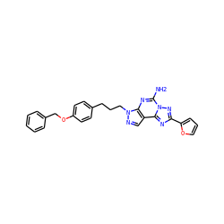 Nc1nc2c(cnn2CCCc2ccc(OCc3ccccc3)cc2)c2nc(-c3ccco3)nn12 ZINC000013554853