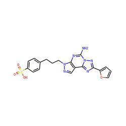 Nc1nc2c(cnn2CCCc2ccc(S(=O)(=O)O)cc2)c2nc(-c3ccco3)nn12 ZINC000013471753