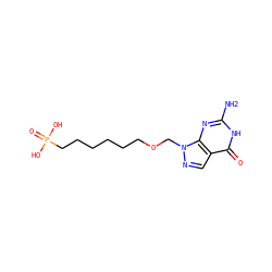 Nc1nc2c(cnn2COCCCCCCP(=O)(O)O)c(=O)[nH]1 ZINC000013604179