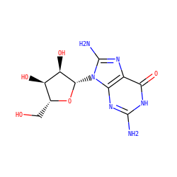 Nc1nc2c(nc(N)n2[C@@H]2O[C@H](CO)[C@@H](O)[C@H]2O)c(=O)[nH]1 ZINC000013440025