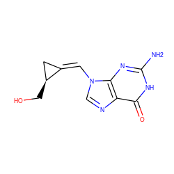Nc1nc2c(ncn2/C=C2/C[C@@H]2CO)c(=O)[nH]1 ZINC000000022952