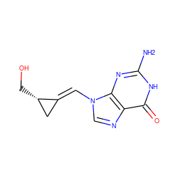 Nc1nc2c(ncn2/C=C2\C[C@@H]2CO)c(=O)[nH]1 ZINC000026384874