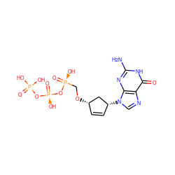 Nc1nc2c(ncn2[C@@H]2C=C[C@H](OC[P@](=O)(O)O[P@](=O)(O)OP(=O)(O)O)C2)c(=O)[nH]1 ZINC000032025777