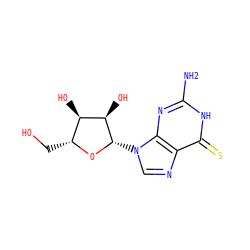 Nc1nc2c(ncn2[C@@H]2O[C@H](CO)[C@@H](O)[C@H]2O)c(=S)[nH]1 ZINC000013514886