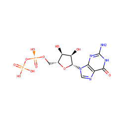 Nc1nc2c(ncn2[C@@H]2O[C@H](CO[P@@](=O)(O)OP(=O)(O)O)[C@@H](O)[C@H]2O)c(=O)[nH]1 ZINC000008215481