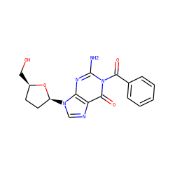 Nc1nc2c(ncn2[C@H]2CC[C@@H](CO)O2)c(=O)n1C(=O)c1ccccc1 ZINC000008682291