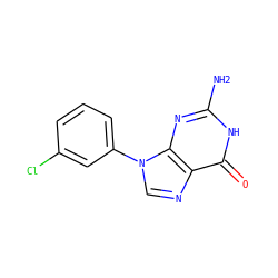 Nc1nc2c(ncn2-c2cccc(Cl)c2)c(=O)[nH]1 ZINC000001745762