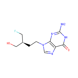 Nc1nc2c(ncn2CC[C@@H](CO)CF)c(=O)[nH]1 ZINC000006585451