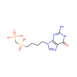Nc1nc2c(ncn2CCCC[P@](=O)(O)CP(=O)(O)O)c(=O)[nH]1 ZINC000001533469