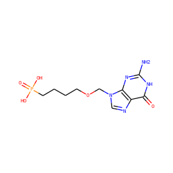 Nc1nc2c(ncn2COCCCCP(=O)(O)O)c(=O)[nH]1 ZINC000013604165