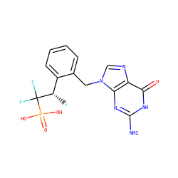 Nc1nc2c(ncn2Cc2ccccc2[C@H](F)C(F)(F)P(=O)(O)O)c(=O)[nH]1 ZINC000002014088