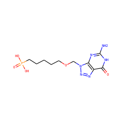 Nc1nc2c(nnn2COCCCCCP(=O)(O)O)c(=O)[nH]1 ZINC000013604187