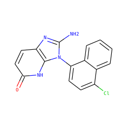 Nc1nc2ccc(=O)[nH]c2n1-c1ccc(Cl)c2ccccc12 ZINC000118269765