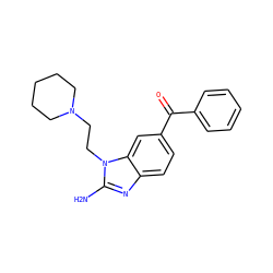 Nc1nc2ccc(C(=O)c3ccccc3)cc2n1CCN1CCCCC1 ZINC000084707415