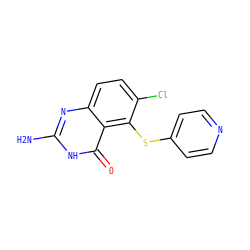 Nc1nc2ccc(Cl)c(Sc3ccncc3)c2c(=O)[nH]1 ZINC000013826181