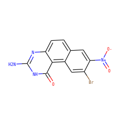 Nc1nc2ccc3cc([N+](=O)[O-])c(Br)cc3c2c(=O)[nH]1 ZINC000013832394