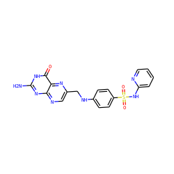 Nc1nc2ncc(CNc3ccc(S(=O)(=O)Nc4ccccn4)cc3)nc2c(=O)[nH]1 ZINC000653834518