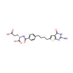 Nc1nc2sc(CCCCc3ccc(C(=O)N[C@@H](CCC(=O)O)C(=O)O)cc3)cc2c(=O)[nH]1 ZINC000045506339